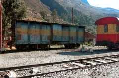 old freight car with corrugated steel sides
